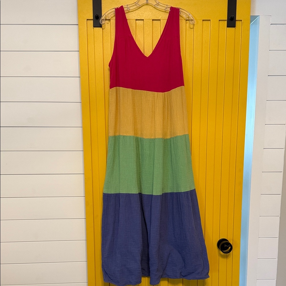 Marine Layer Colorblock Maxi Dress - Red, Yellow, Green, Blue